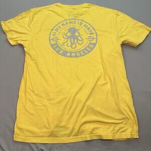 Hi My Name Is Mark Shirt Mens Large Yellow HMNIM LA Octopus Retro Casual